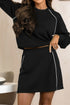 Contrast Piping Crewneck Pullover Mini Skirt Two Piece Dress